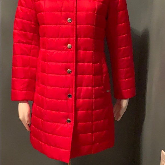Lands’ End Primaloft Scarlet Cherry Red Snapfront Puffer Jacket 4 - Picture 4 of 9